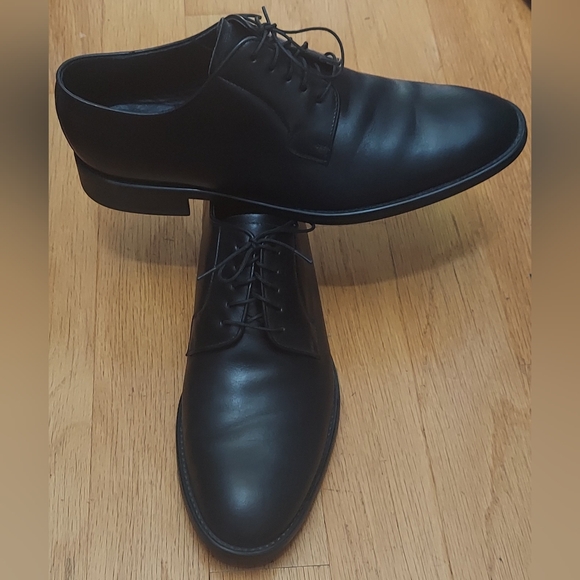 CAMPANILE "DERBY LACCI LISCIO" MEN'S BLACK LEATHER DRESS OXFORDS SIZE 10 ITALY - Picture 8 of 14